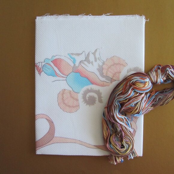 Shell Wreath Picture Something Special Counted Cross Stitch Kit #50235 Open pack - Picture 5 of 7